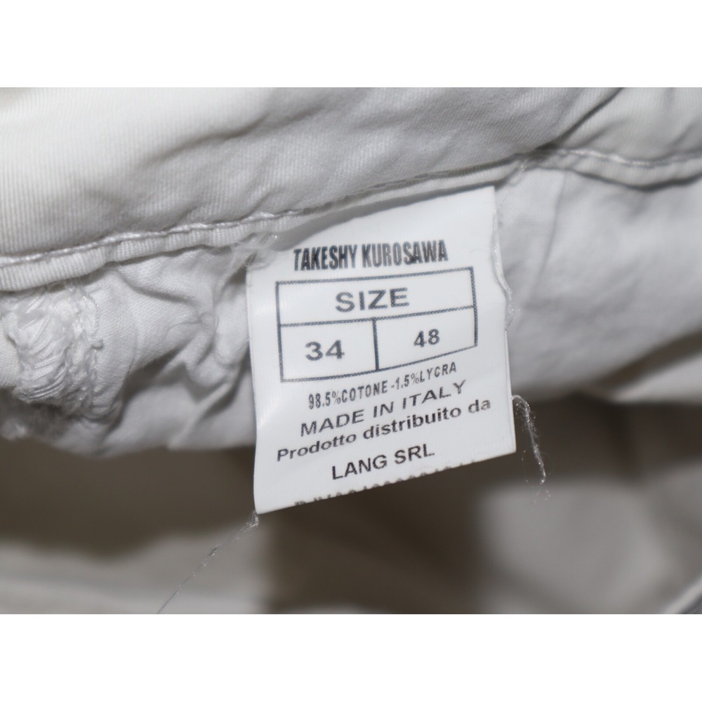 Takeshy Kurosawa Pants Men 34 White 31" TK08 BART Slim Twill Distressed Fray EUC - Picture 7 of 9